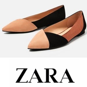 Zara color block pointed toe flats